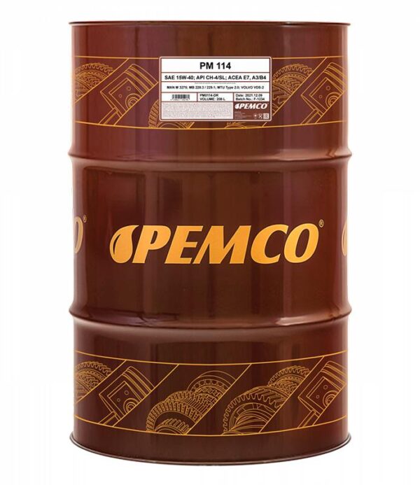 370590.jpg PEMCO 114 15W-40 E7 - 208L