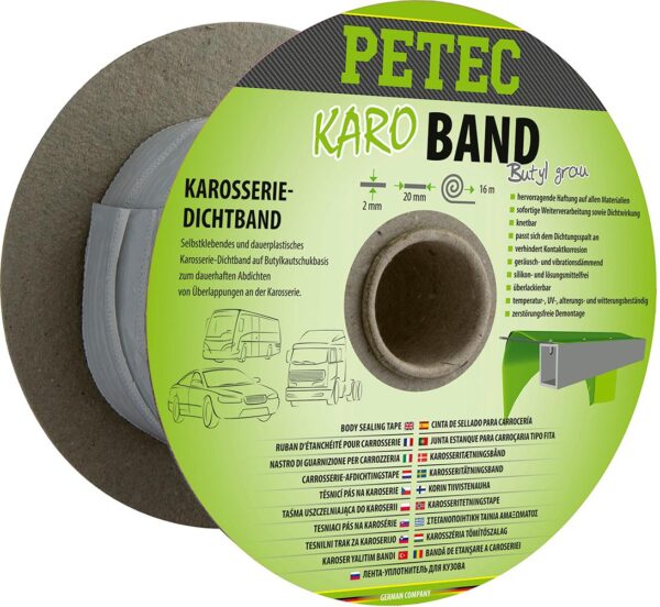 371754.jpg PETEC Butylová karosárska páska, plochá - 2m x 20mm x 16m rolka - sivá
